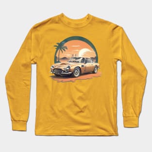 Vintage Summer Aston Martin DB3 Beach Sunset sports car Long Sleeve T-Shirt